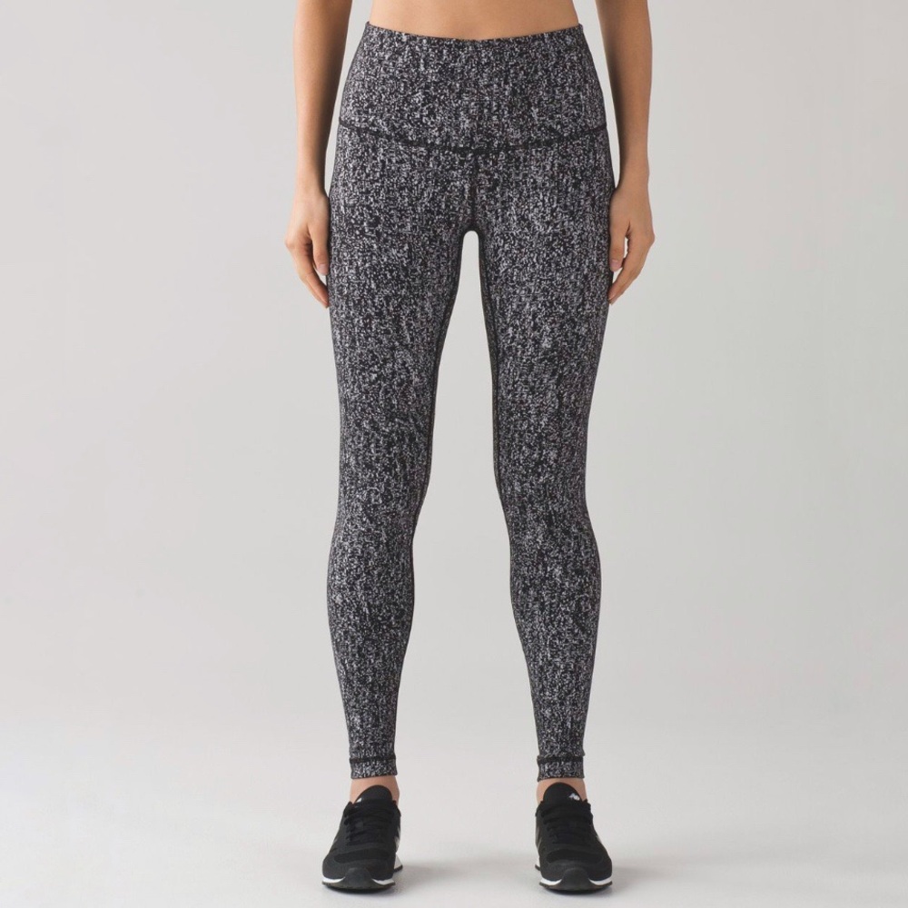 Lululemon |‎ Wunder Under High Rise Pant Luon Suited Jacquard Black White Size 8